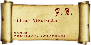 Filler Nikoletta névjegykártya